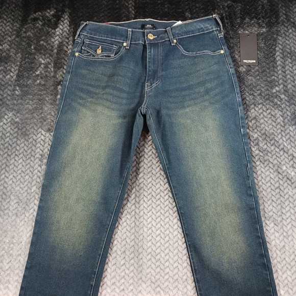 True Religion Geno Slim Jeans Men's Medium Amber Nights Wash Studded Flap 33x32 - Picture 3 of 13